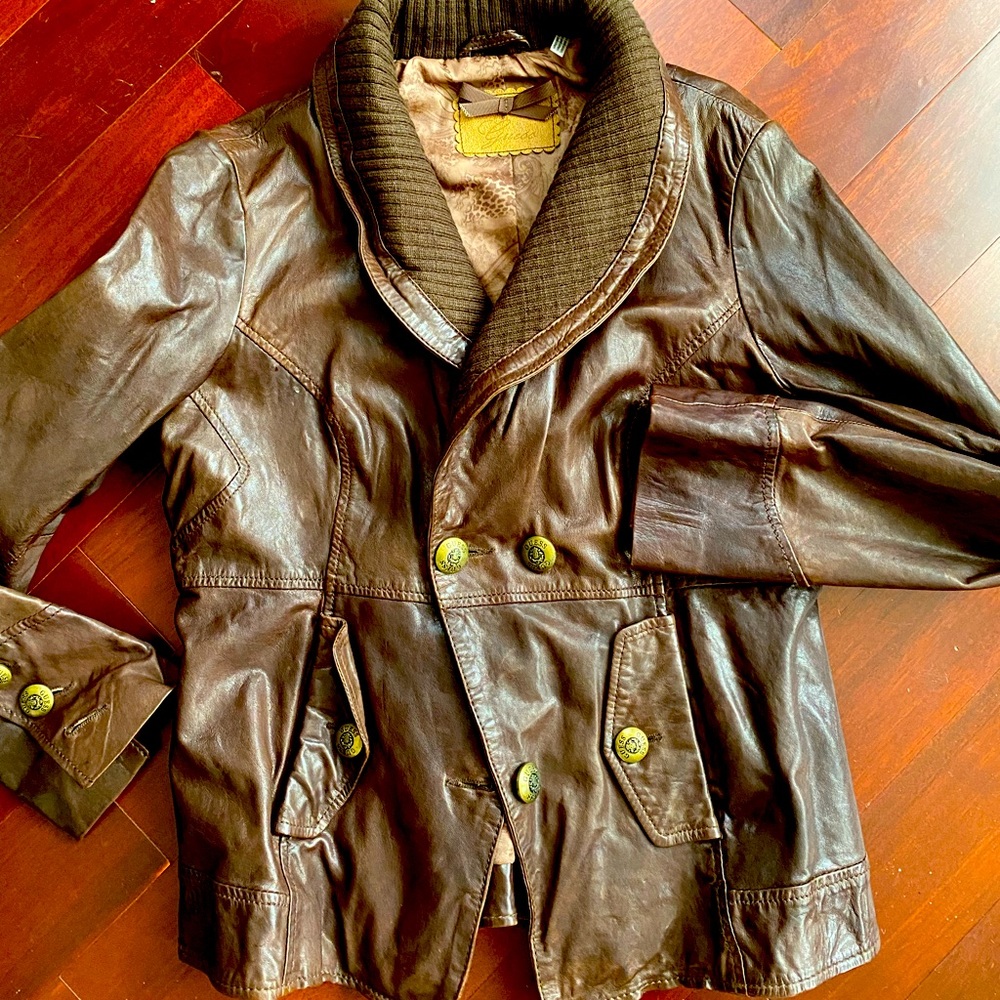 Guess Brown Leather Jacket